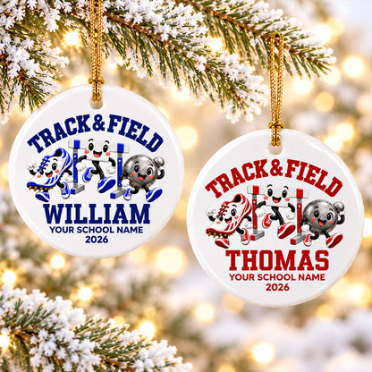 Cute Track & Field Sports - Personalized Ceramic Ornament - Christmas Gift For Track & Field Athletes, Son, Daughter, Grandson, Granddaughter