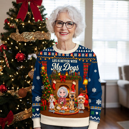 Custom Christmas Sweatshirt for Dog Mom, Dog Lovers • Cozy Christmas With My Dog - Personalized All-Over-Print Sweatshirt