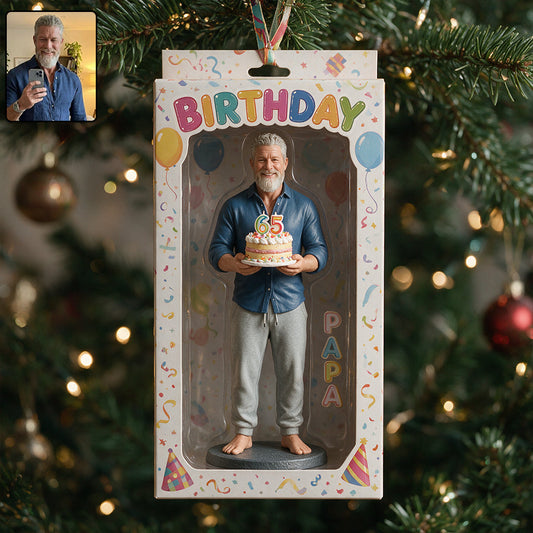 Personalized 70th Birthday Older Black Man Ornament, Gift for Dad Grandpa Husband