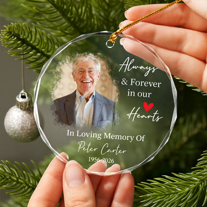 Custom Photo In Loving Memory Keepsake Memorial Glass Ornament HO82 903900