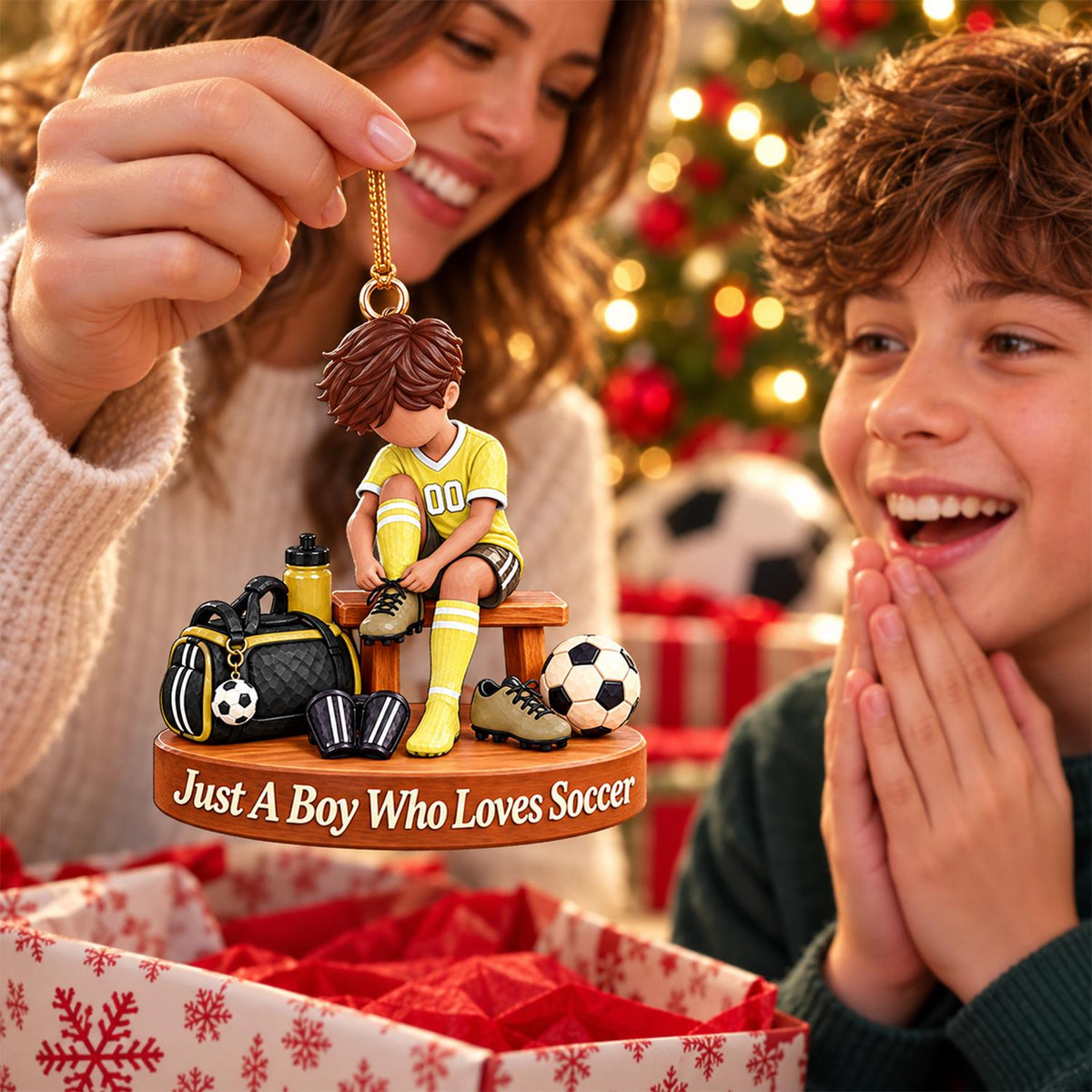 Personalized Soccer Player Ornament, Custom Name Soccer Player Gift