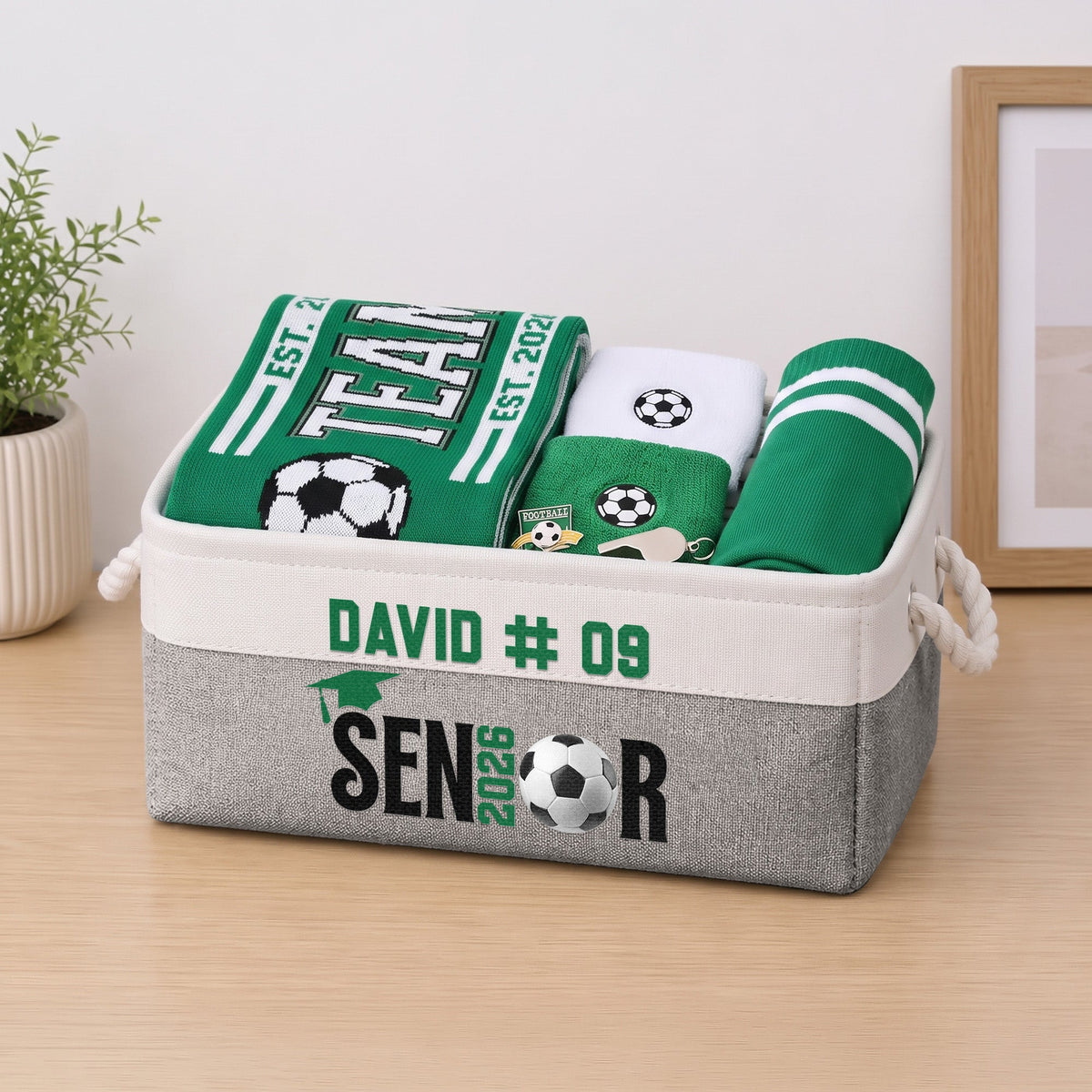 Graduation Sport Senior Basket For Daughter, Son, Club - Personalized Storage Basket