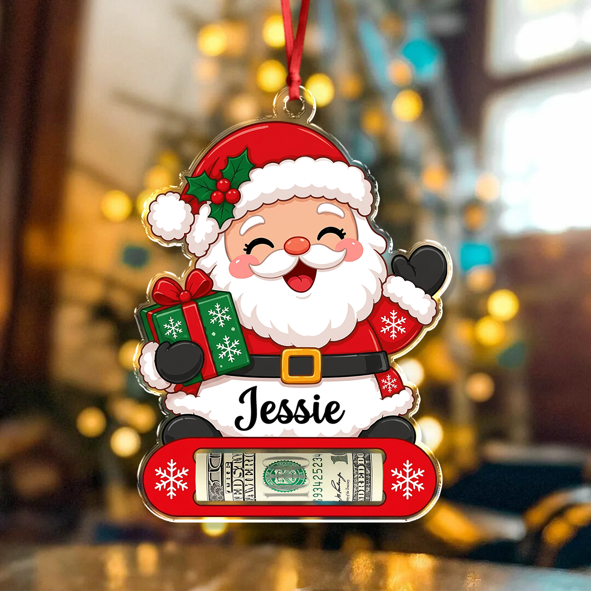 Custom Name Christmas Acrylic Money Holder Ornament Holiday Gift for Kids CH07 180854