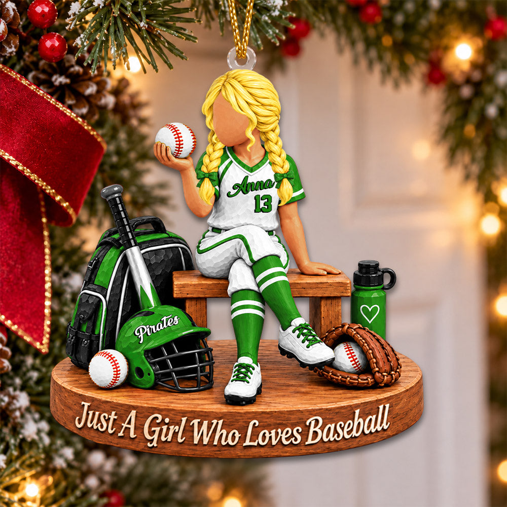 Just A Girl Who Loves Baseball, Personalized Baseball Ornament, Custom Player Name Gift, Gift For Baseball Players Baseball Lover MI209