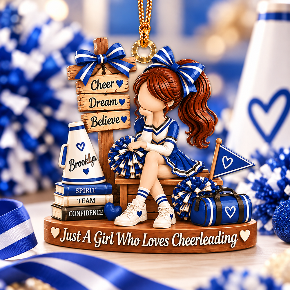 Personalized Cheerleader Christmas Ornament, Custom Name Cheerleading Gift for Girl, Cheer Team Ornament, Cheerleader Keepsake, Sports Gift