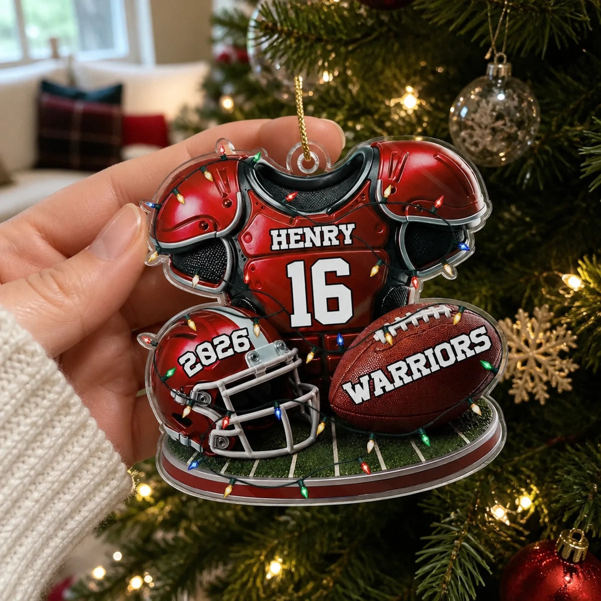 Custom America Football Acrylic Ornament - Personalized Christmas Birthday Gifts For America Football Lovers, Sports Fans, Sports Lovers - Born To Play Hard Always