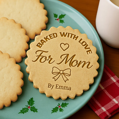 Personalized Name Baked With Love For Mommy, Daddy Cookie Stamp LM32 670529