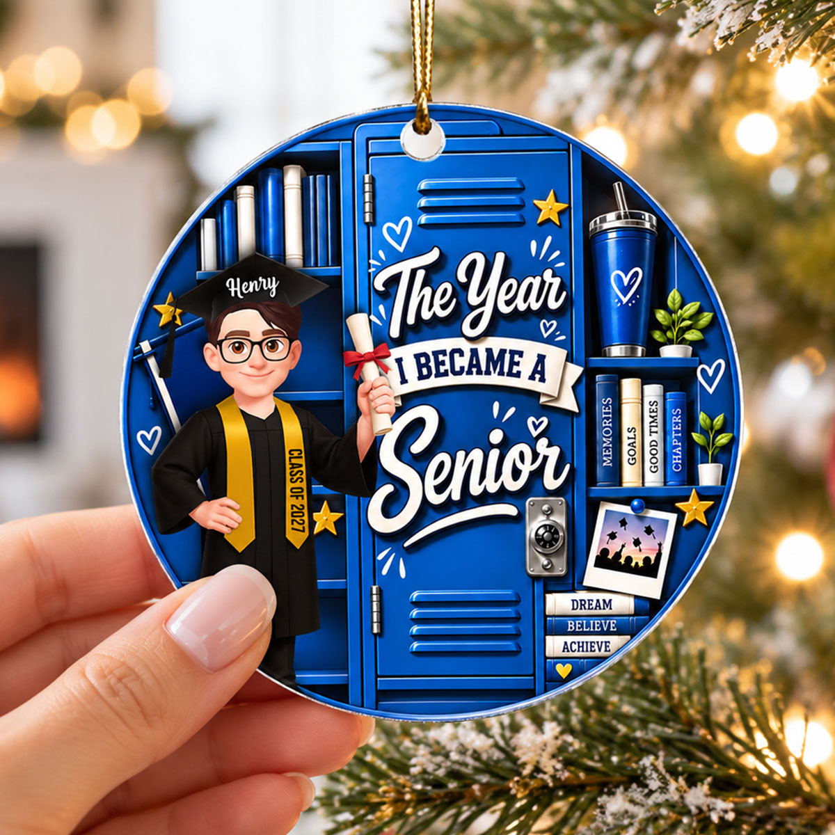 The Year I Became A Senior Locker - Personalized Acrylic Ornament - Graduation Gift For High School Senior, Daughter, Son, Grandkids