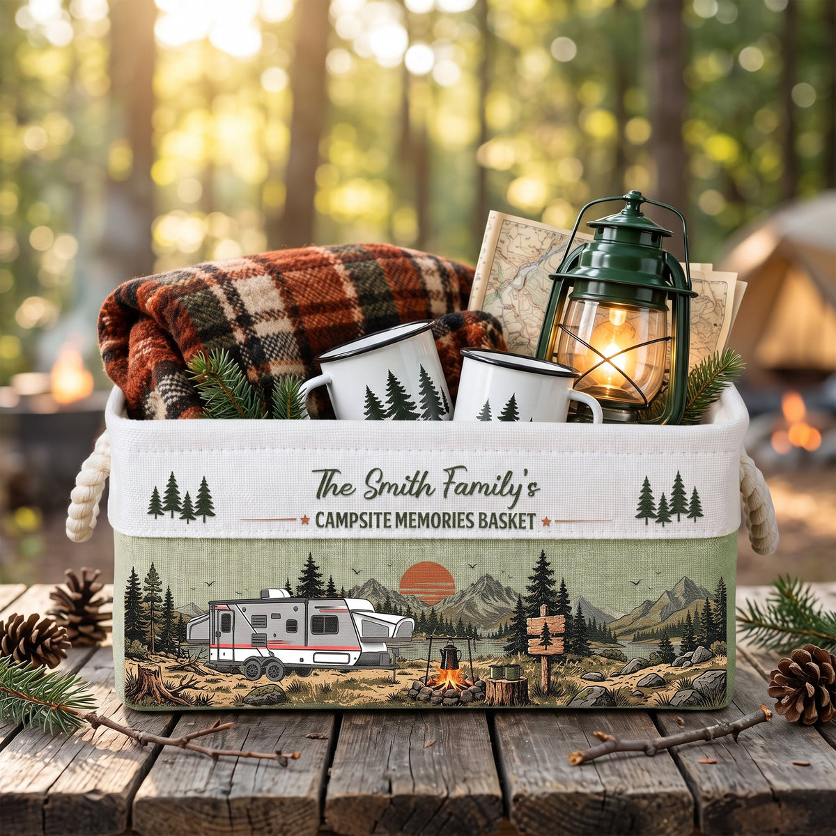 Custom Camper Rv Family Camping - Personalized Storage Basket