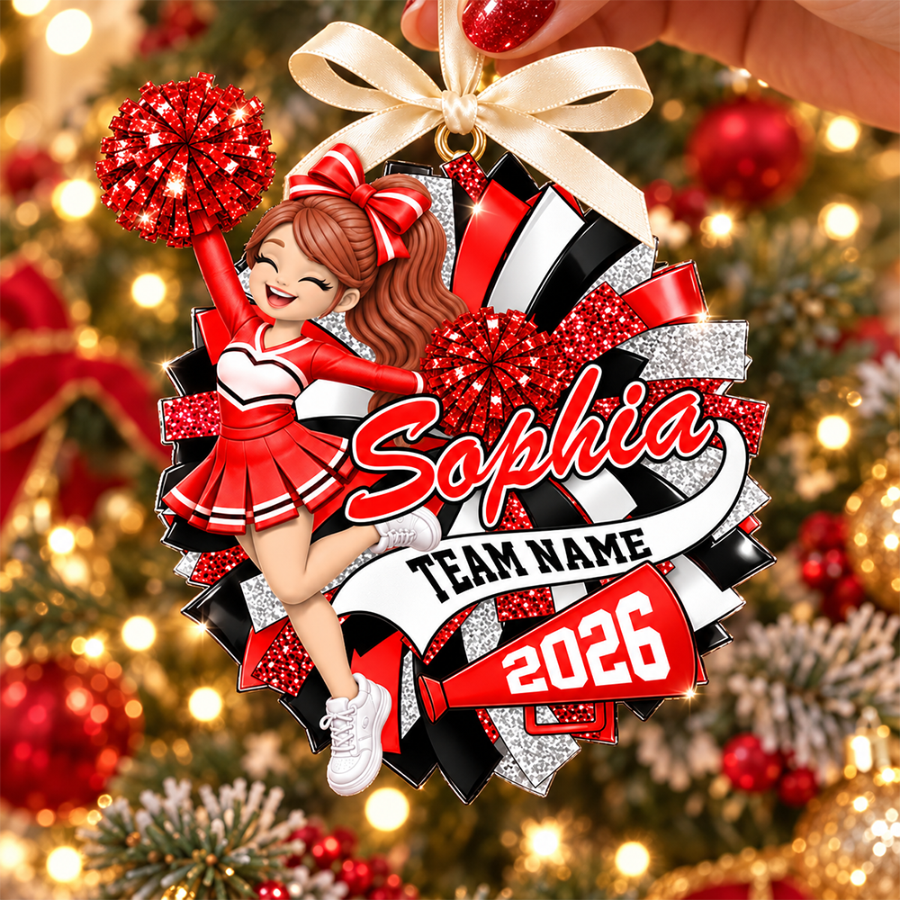 Custom Cheerleader 2D Flat Ornament Cheerleading Christmas, Cheer Team Senior Night Gift L0411