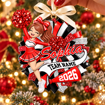Custom Cheerleader 2D Flat Ornament Cheerleading Christmas, Cheer Team Senior Night Gift L0411