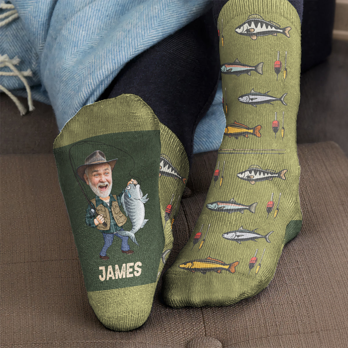 I'd Rather Be Fishing Gift For Dad Grandpa Husband - Personalized Socks