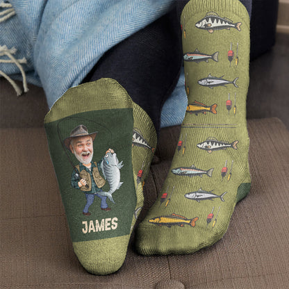 I'd Rather Be Fishing Gift For Dad Grandpa Husband - Personalized Socks