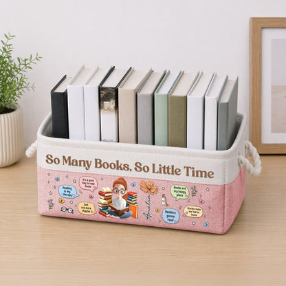 Just A Girl Who Loves Books Custom Name & Birth Flower - Personalized Storage Basket