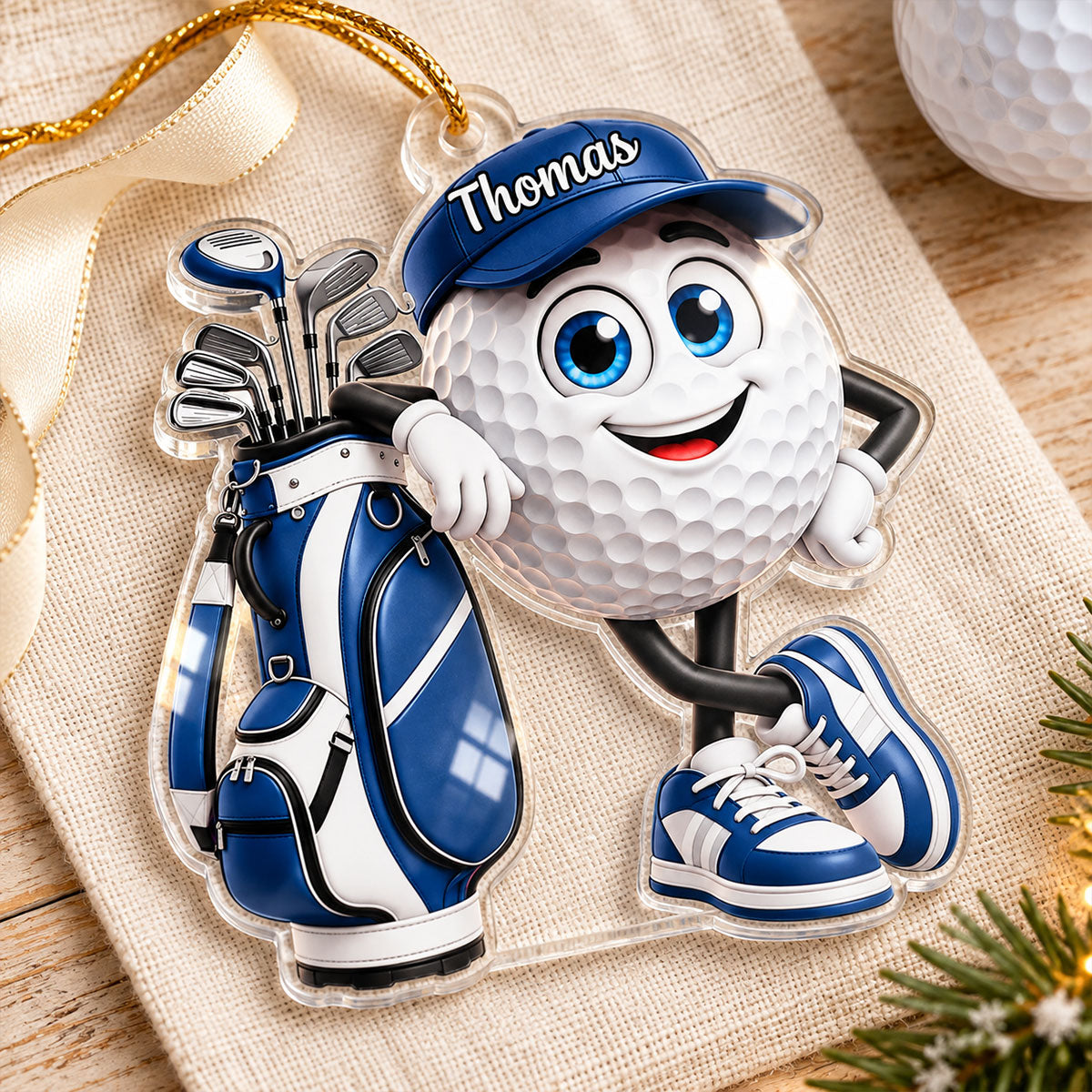 Golf Is My Happy Place - Personalized Acrylic Ornament - Christmas Gift for Husband, Son, Dad, Grandpa