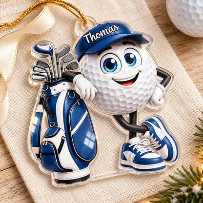 Golf Is My Happy Place - Personalized Acrylic Ornament - Christmas Gift for Husband, Son, Dad, Grandpa
