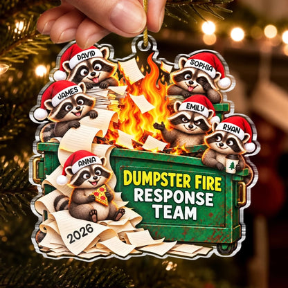 Custom Name Christmas Dumpster Fire Team Gifts - Personalized Acrylic Ornament