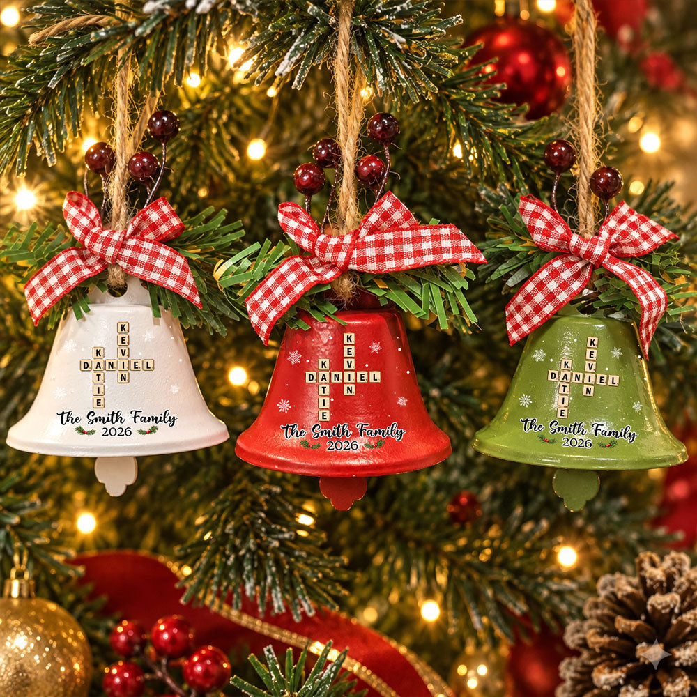 Family Word Puzzle Bell - Personalized Metal Bell Ornament
