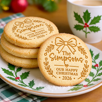 Personalized Family Name Happy Christmas Cookie Stamp, Holiday Baker Gift HO82 904130