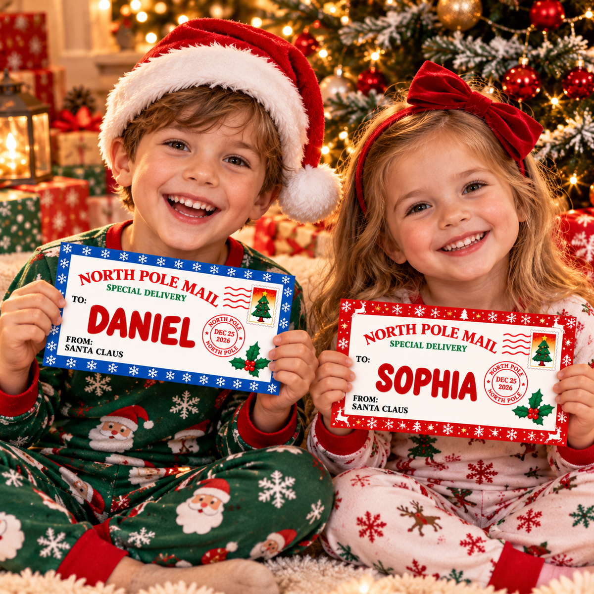 Personalized North Pole Mail Christmas Money Envelope – Custom Name Cash Gift for Kids CH07 180930