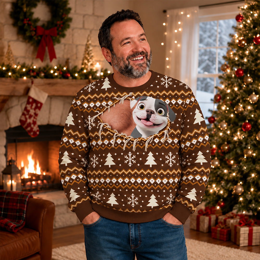 Custom Christmas Sweatshirt for Dog Dad, Dog Lovers • Forever Sassy - Personalized All-Over-Print Sweatshirt