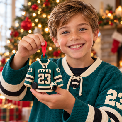 Personalized Hockey Jersey Ornament, Custom Name and Number, 3D Printed PLA Christmas Gift