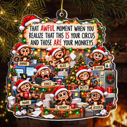 Funny Coworker Bulk Gifts - Monkey Circus, Gag Gifts For Team - Personalized Ornament