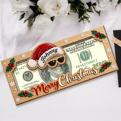 Funny Customized Christmas Santa Cash Wood Money Holder Gift Box For Holiday CH07 180872