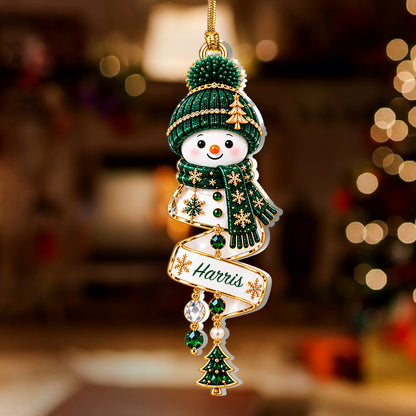 Christmas Snowman Spiral - Personalized 1-Layer Acrylic Ornament