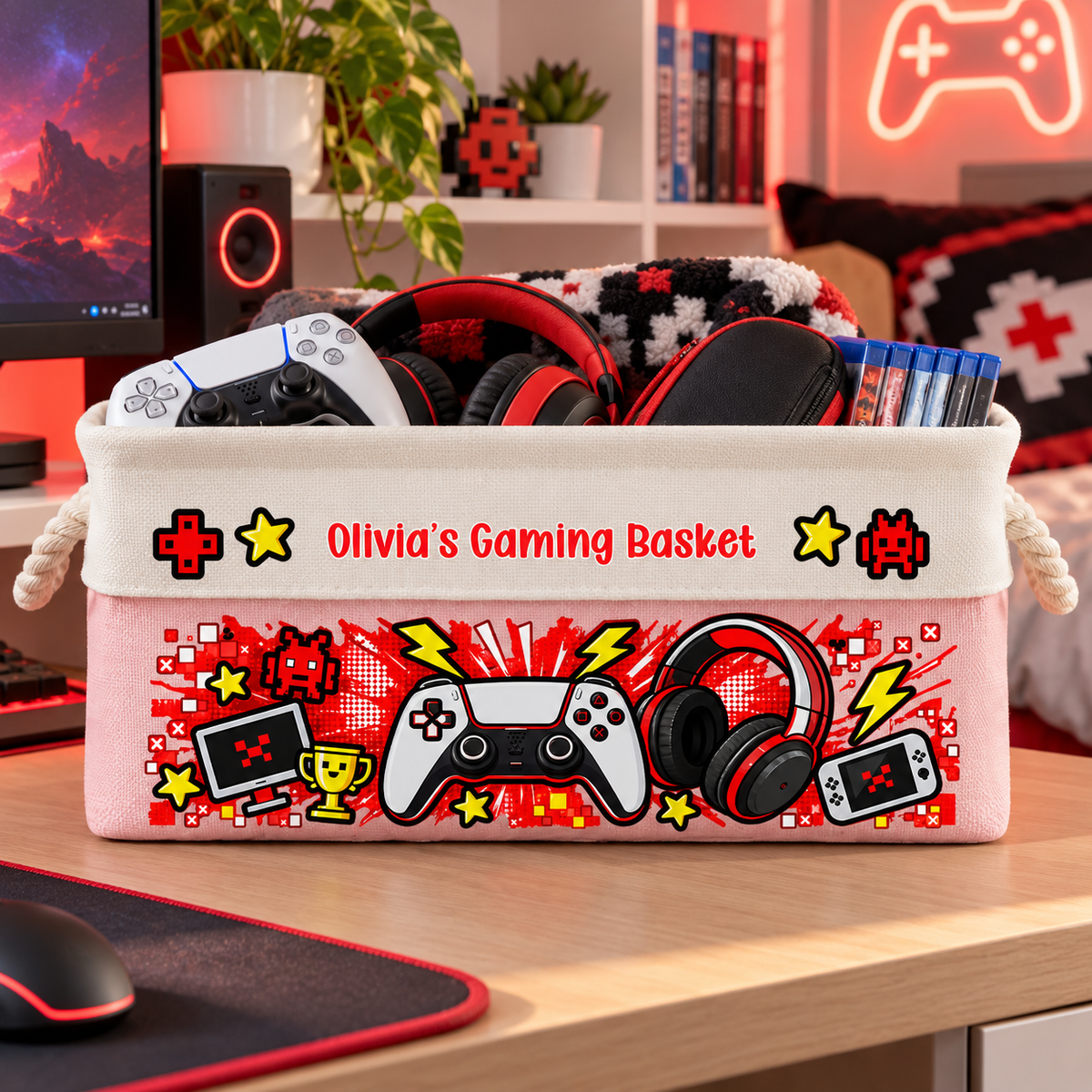 Gaming Gear Belongs Right Here - Personalized Storage Basket