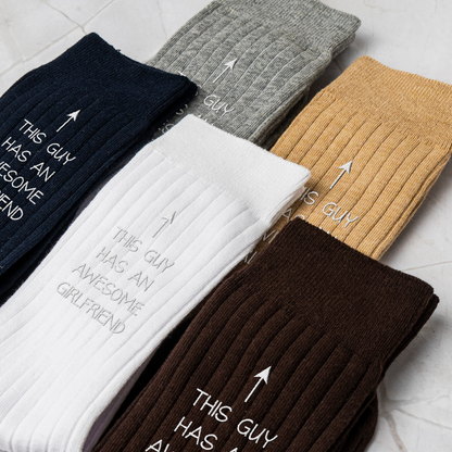 This Guy Has An Awesome Wife, Girlfriend Anniversary Valentine's Day Gifts For Men - Personalized Socks