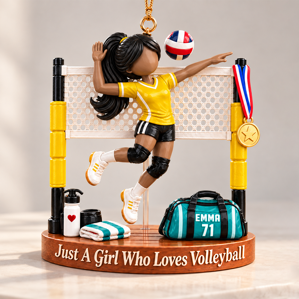 Personalized Volleyball Player Christmas Ornament, Custom Name, Number & Uniform Colors, Just a Girl Who Loves Volleyball Gift