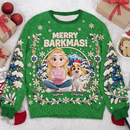 Custom Christmas Sweatshirt for Dog Mom, Dog Lovers • Merry Barkmas - Personalized All-Over-Print Sweatshirt