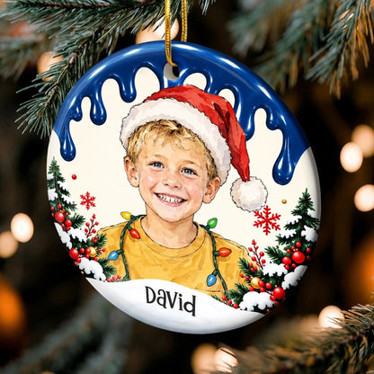Custom Photo Christmas Gifts for Kids - Personalized Ceramic Ornament