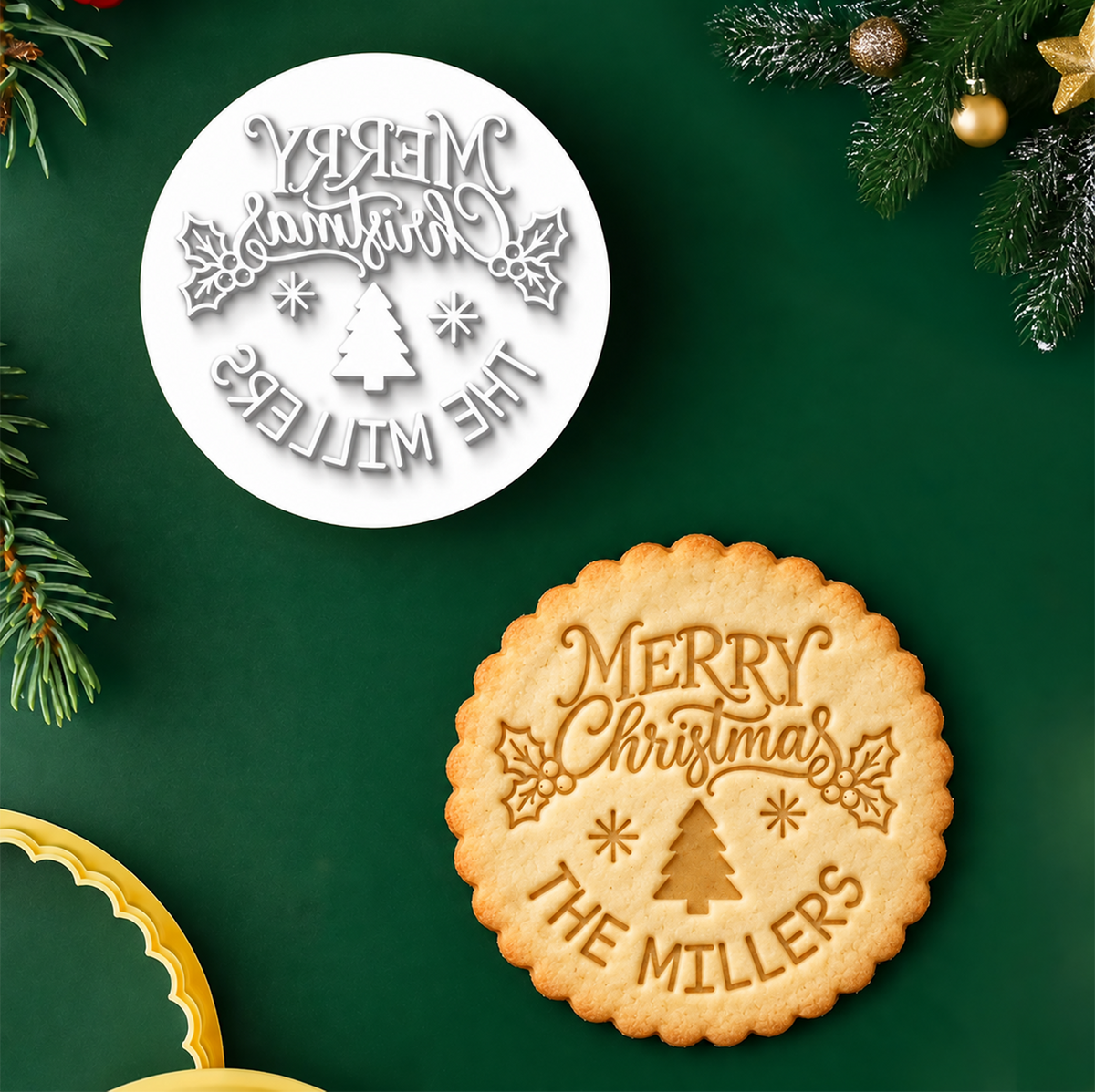 Personalized Family Name Merry Christmas Cookie Stamp, Holiday Baker Gift HO82 904112