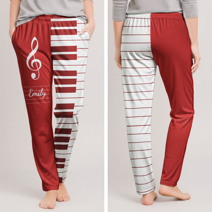 Piano, Keyboard Music Custom Name, Gift For Musician, Pianist, Composers - Personalized Lounge Pants