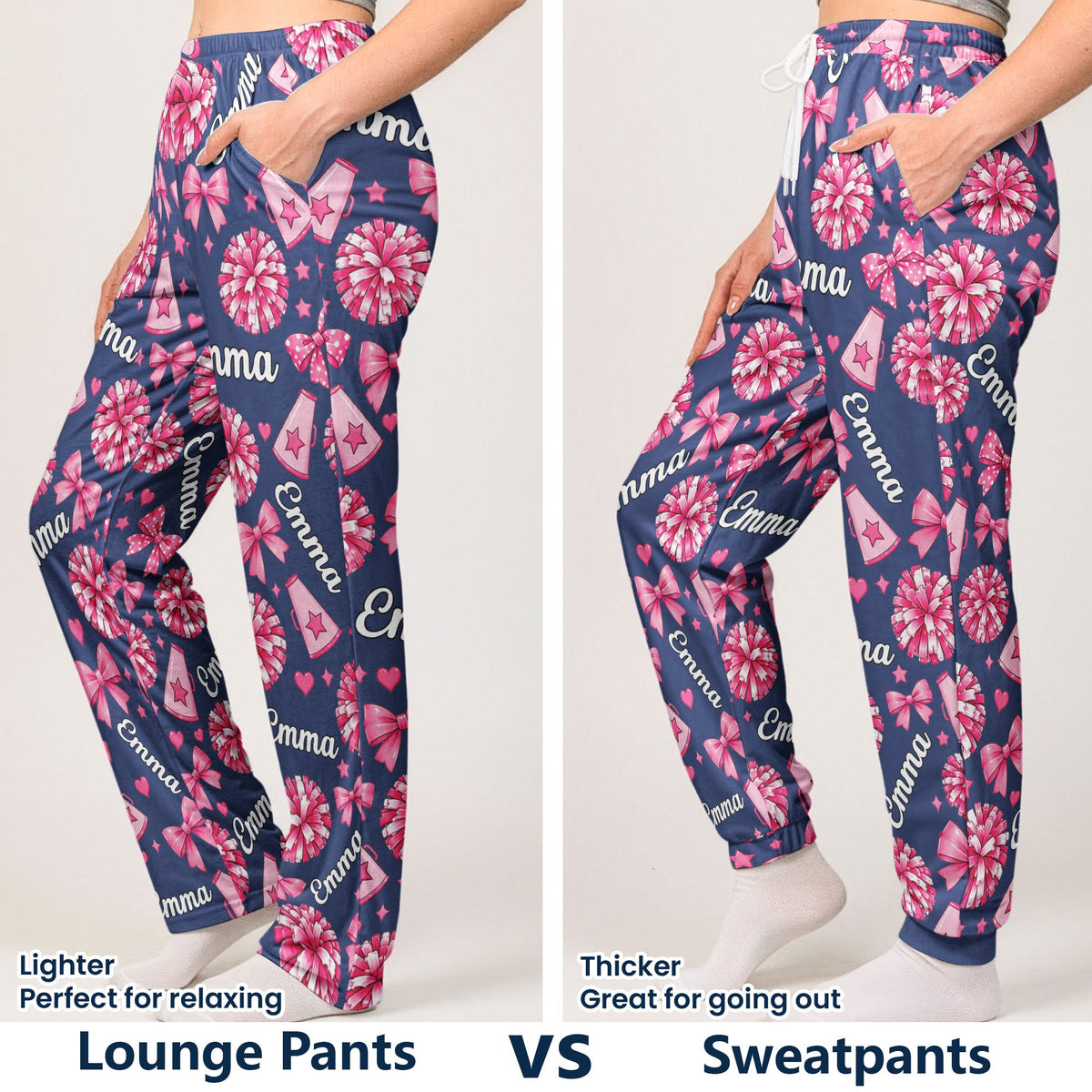 Coquette Bow Cheerleader Custom Name Gift For Cheerleader Girl - Personalized Lounge Pants