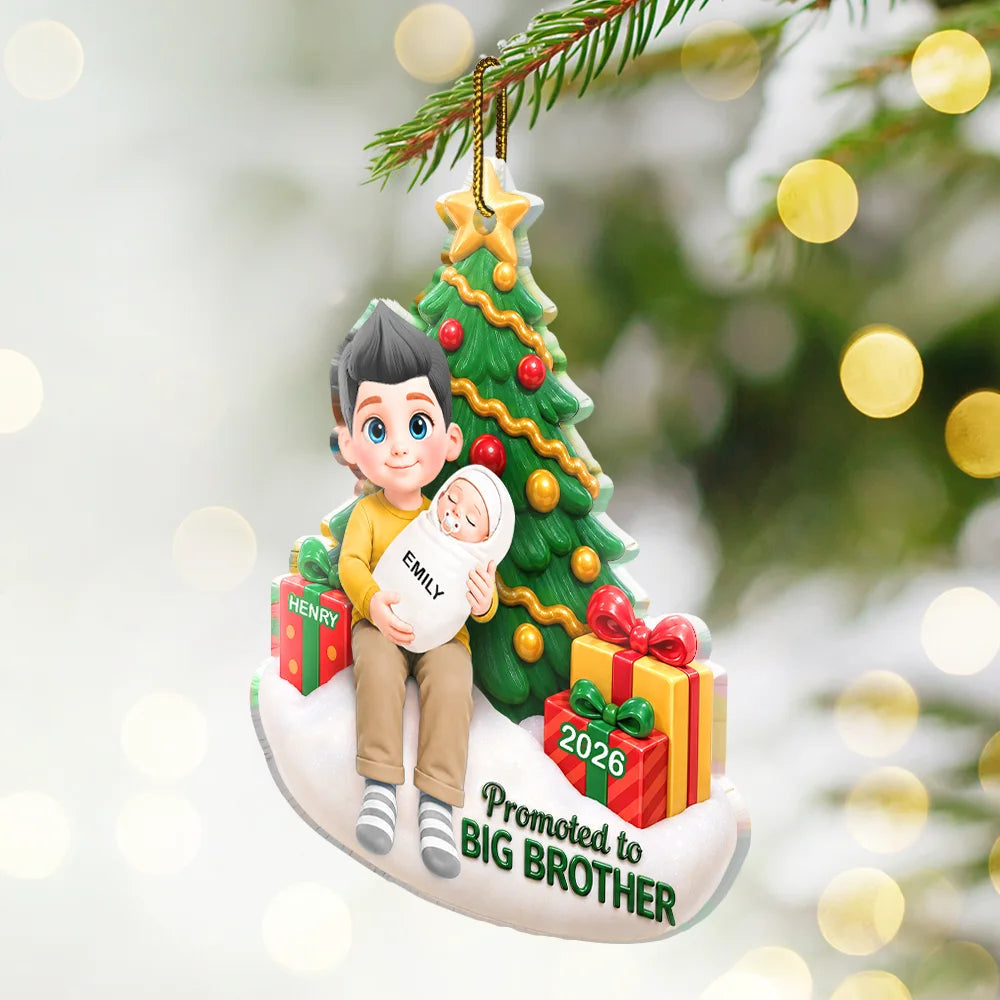 Baby First Christmas Gift For Big Brother Or Sister - Personalized Acrylic Ornament