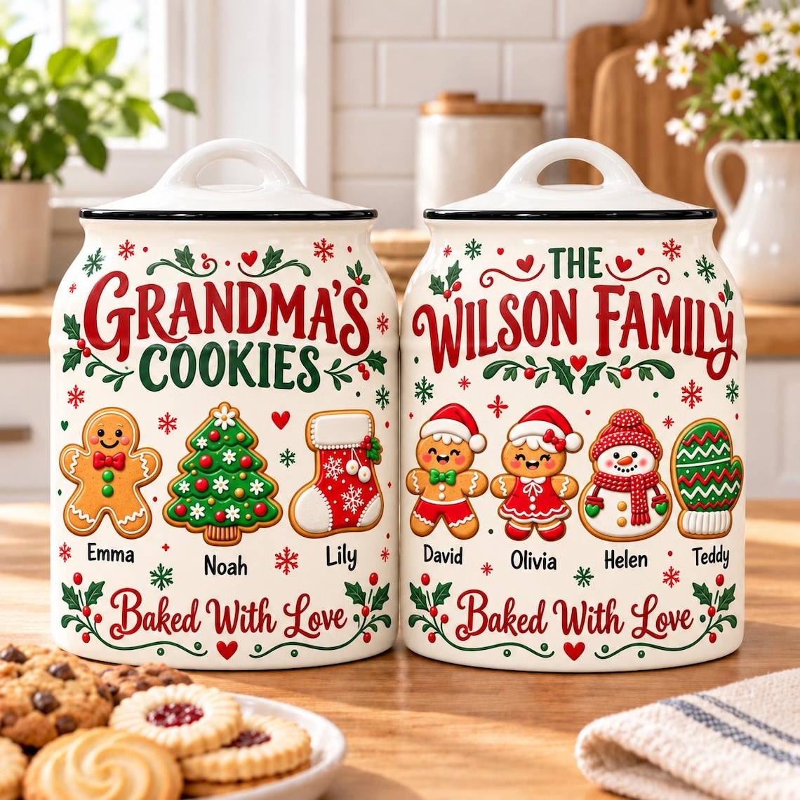Personalized Christmas Cookie Jar, Custom Family Member Name TH10 171493