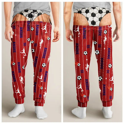 Gag Gift For Football Baseball Soccer Fan - Personalized Name Number Pajama Pants