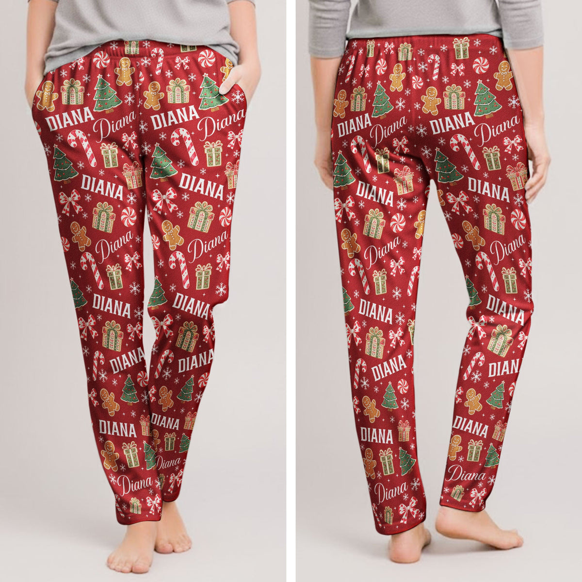 Custom Name Christmas Pattern For Family Members, Siblings, Friends - Personalized Lounge Pants