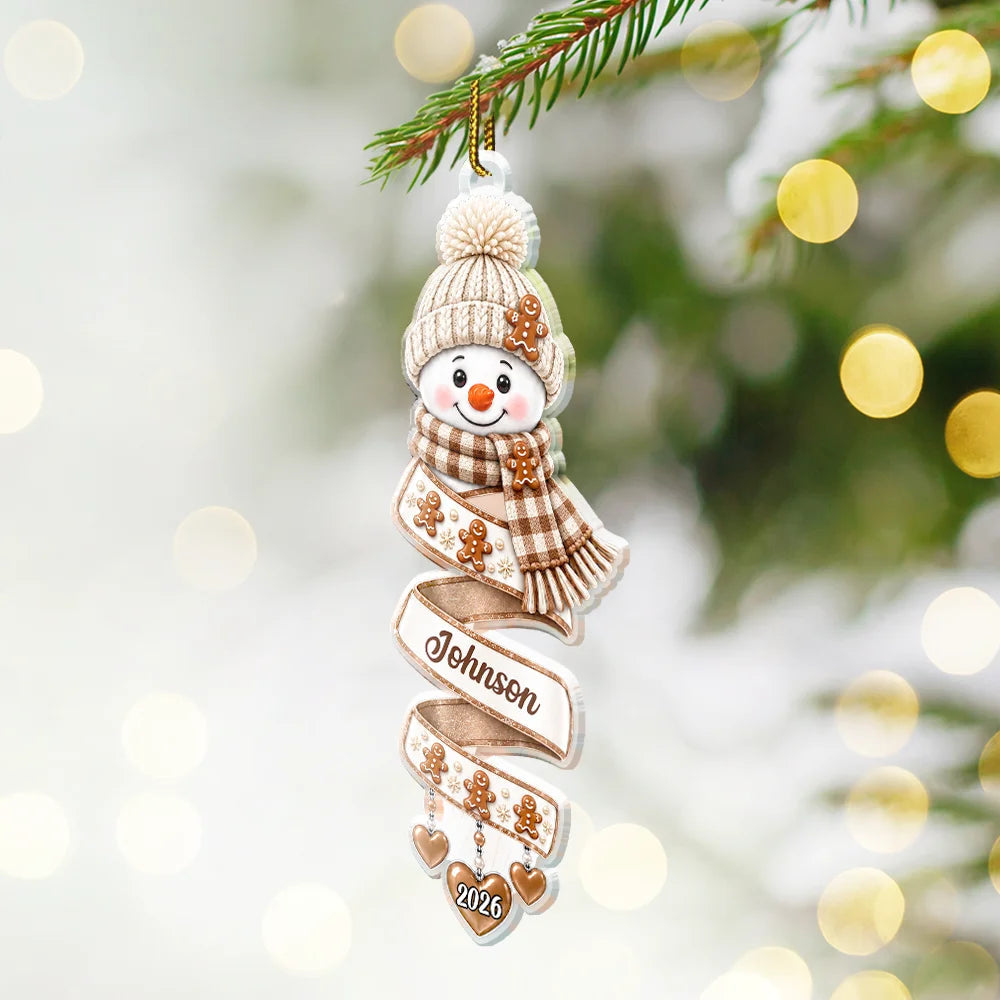 Christmas Gift For Kids Family Friends - Personalized Name Snowman Spiral Acrylic Ornament