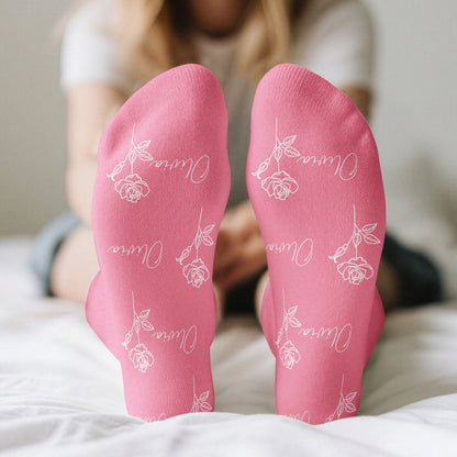 Custom Name & Birth Flower Gift For Girl, Kids - Personalized Socks