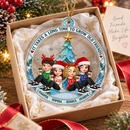 Stained Glass Christmas Tree Grow An Old Friends - Personalized Acrylic Ornament