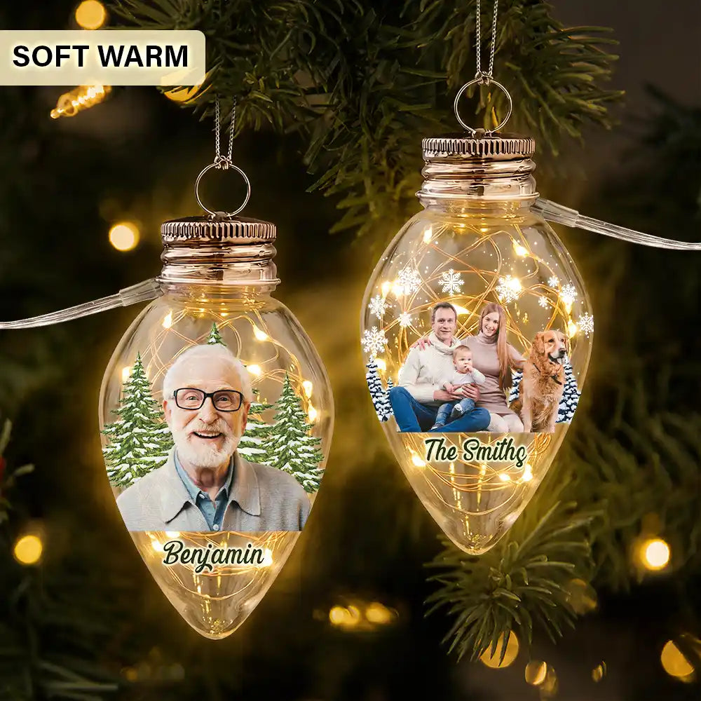 Christmas Gift For Family Kids Pet Lovers - Personalized Custom Photo Christmas Together Family Chili Bulb LED Light