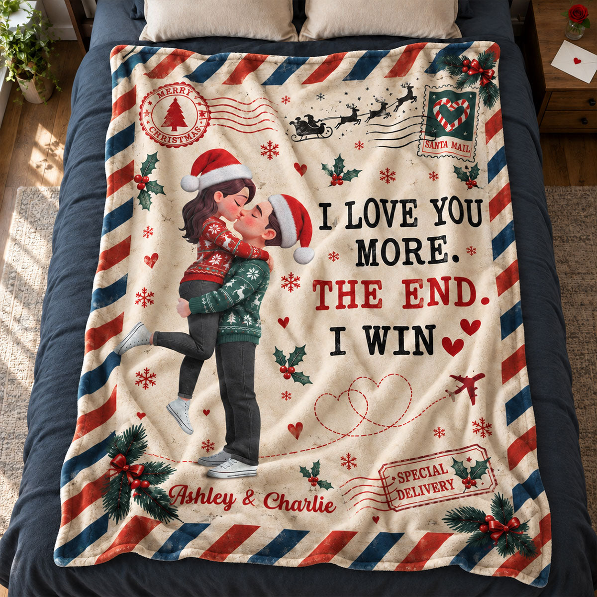 I Love You More The End I Win - Personalized Fleece Blanket - Heartfelt Christmas Gift for Her, for Him