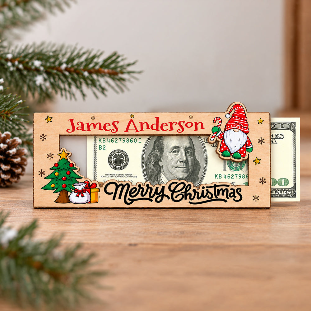 Customized Merry Christmas Cash Wood Money Holder Gift Box For Holiday CH07 180750