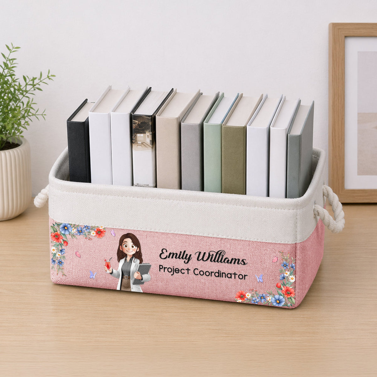 Custom Basket For Coworkers, Teacher, Accountants - Personalized Storage Basket