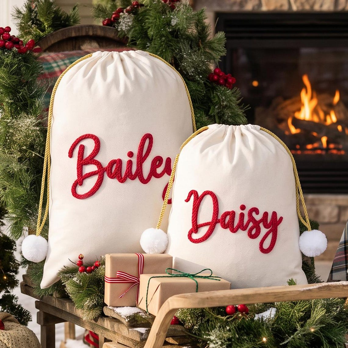 Custom Name Embroidred Christmas Sacks For Kid TH10 171369