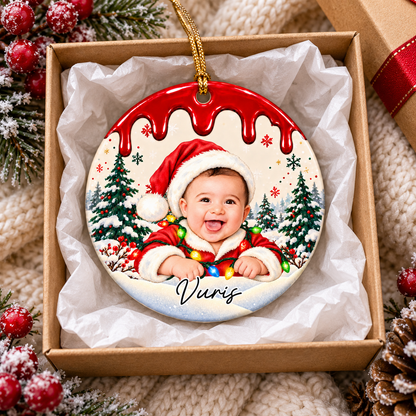 Custom Photo Christmas Portrait Gifts - Personalized Christmas Ornament - Little Hearts Full Of Joy